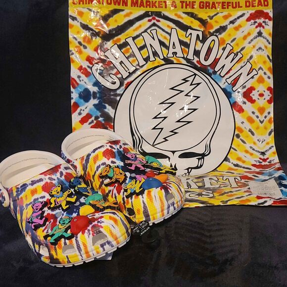 Grateful Dead x Chinatown Market Crocs Mens 7 Womens 9 Classic Clogs New - Picture 1 of 10